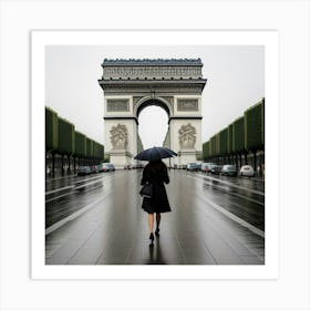 Femme Marchant Dans Paris Un Jour De Pluie 7 Art Print