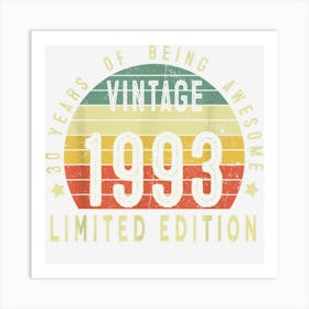 Vintage 1993 Limited Edition 30th Birthday 30 Year Old Gifts Art Print