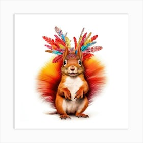 Squirrel With Feathers Art Print