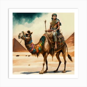 Egyptian Man On Camel Art Print