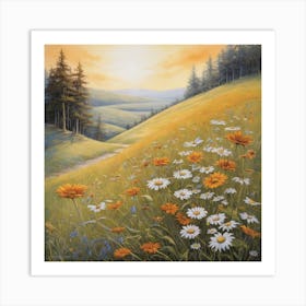 Daisies In The Meadow Art Print