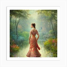 Indian Woman In Sari Art Print