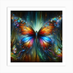 Surrealist Vibrant Butterfly I Art Print