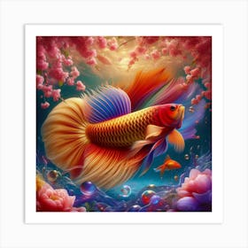 Siamese Betta Fish Art Print