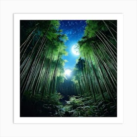 Firefly Moonlit Bamboo Forest Under A Starry Midnight Sky 16306 (2) Art Print