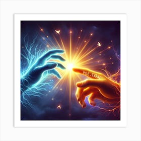 Two Hands Reaching For The Light Art Print