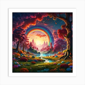 Rainbow In The Forest Art Print