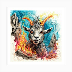 Goat On Fire 18 Art Print