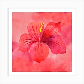 Red Hibiscus Flower 1 Art Print