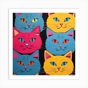 Colorful Cats Art Print
