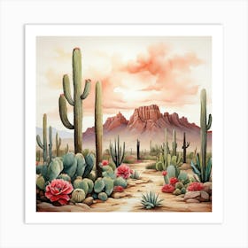Cactus Desert art print 1 Art Print