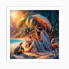 Mermaid On The Beach 1 Art Print