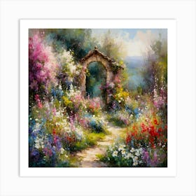 Garden With Beautiful Spring Flowers Art Print