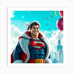 Flux Schnell A Jovial Superman Donning A Crimson Santalike Cos 0 Art Print