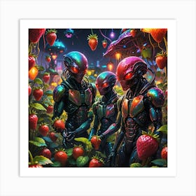 Aliens In Strawberry Field Art Print