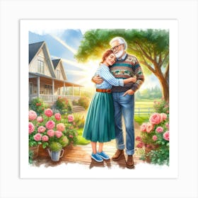 Couple Hugging Art Print