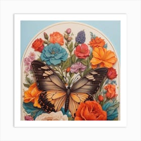 Butterfly And Flowers Art Print