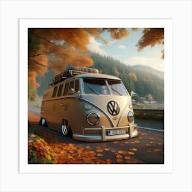 Vw Bus In Autumn Art Print