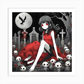 Anime Graveyard Girl Art Print