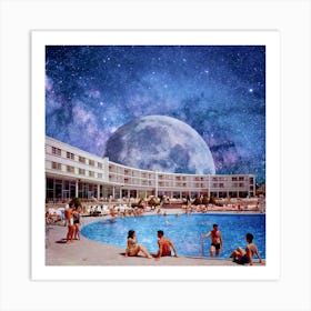 Galactic Pool Hotel Square Art Print