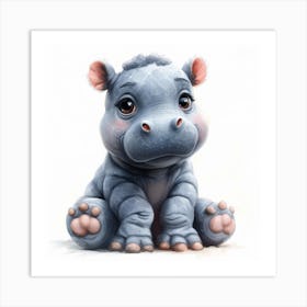 Cute Baby Hippo Art Print