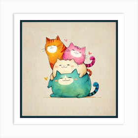 Kawaii Cats Art Print