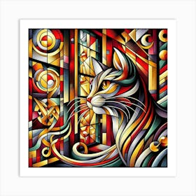 Stained Glass Cat Art Print