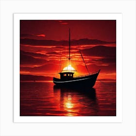 Sunset Boat 11 Art Print