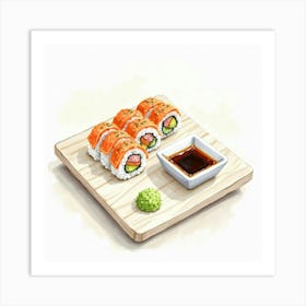 Sushi On A Wooden Cutting Board Art Print