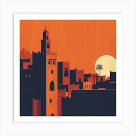 Moroccan City At Sunset Art Print