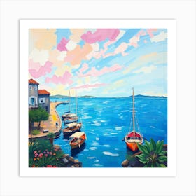 Boats At The Harbor Art Print