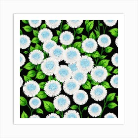 Blue And White Chrysanthemums 4 Art Print