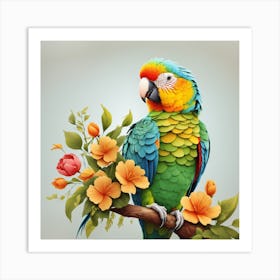 Dreamshaper V5 Parrot Bird Parrot Cartoon Parakeet Vertebrate 1 Art Print