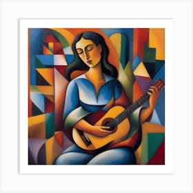 Abstract Woman With A Guitar Art Print