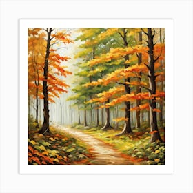 Forest In Autumn In Minimalist Style Square Composition 108 Art Print