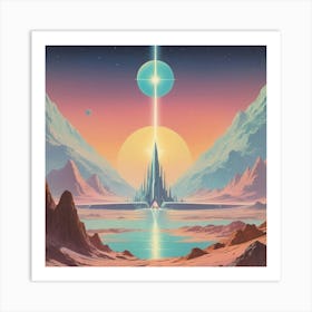 Space Landscape vintage retro sci-fi art 3 Art Print