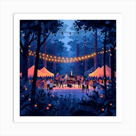 Music Festival In The Forest Art Print