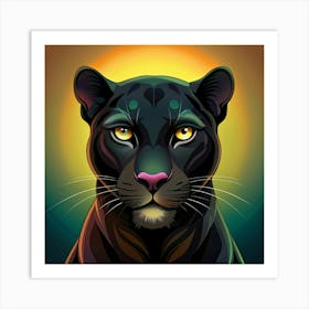 A Majestic Black Panther With Golden Eyes Art Print