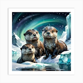 Otters In The Arctic Art Print