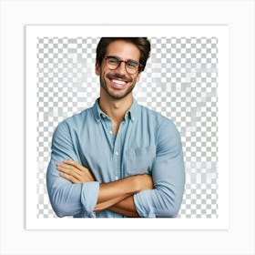 Smiling Man In Glasses 1 Art Print