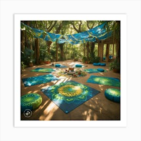 Yoga Mats In The Forest Art Print