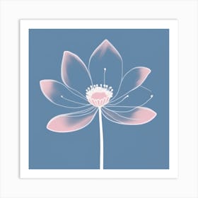 A White And Pink Flower In Minimalist Style Square Composition 538 Art Print