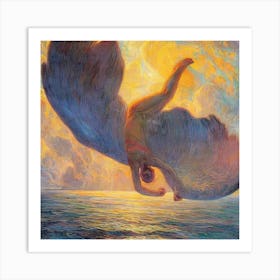 Icarus (Flew too Close to the Sun) "The Fall of Icarus" by Galileo Chini 1907 HD Remastered Art Print