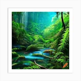 Craiyon 220104 Rainforest Landscape Art Print