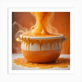 Orange Liquid Pouring From A Bowl Art Print