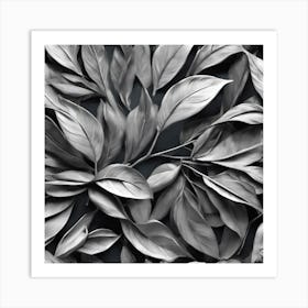 Black And White Leaves Art Print