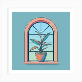 Window With Potted Plant Art Print