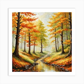 Forest In Autumn In Minimalist Style Square Composition 177 Art Print