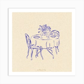 Table For Two Square Art Print