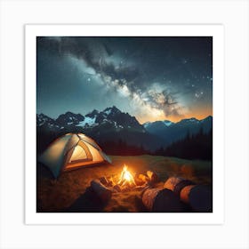 Night Camping In The Mountains Art Print